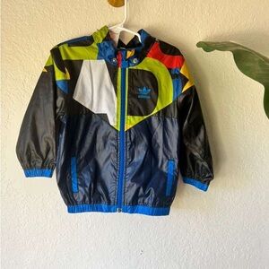 Kids Colorblock Adidas Multicolor Windbreaker Jacket with Zipper 2T